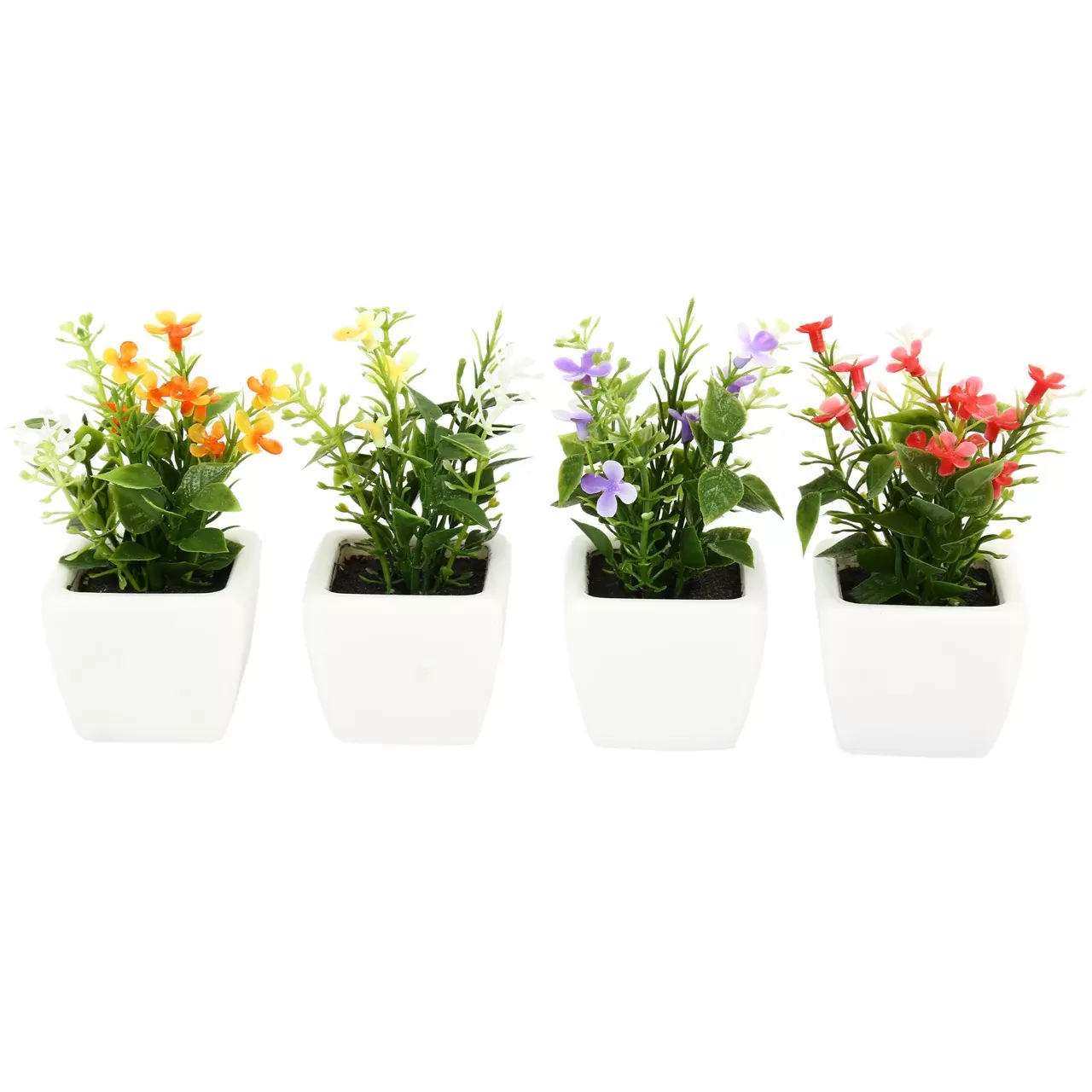 خرید و قیمت                                     گلدان به همراه گل مصنوعی هومز طرح مینا گل سفیدمدل 30839 مجموعه 4 عددی