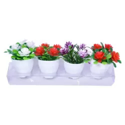 خرید و قیمت                                     گلدان به همراه گل مصنوعی مدل بهار مجموعه 4 عددی