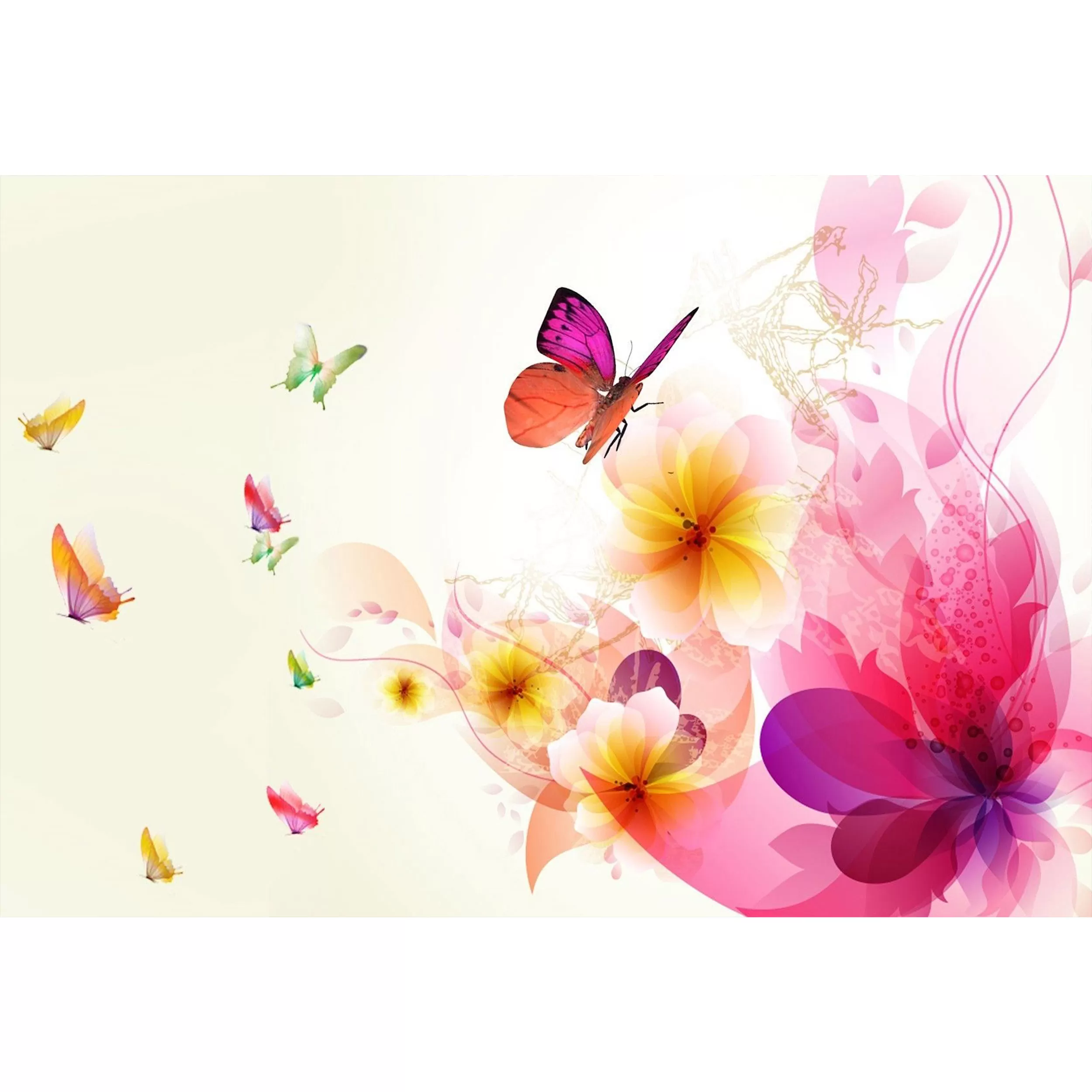 خرید و قیمت                                     تابلو شاسی طرح نقاشی گل و پروانه مدل T1209