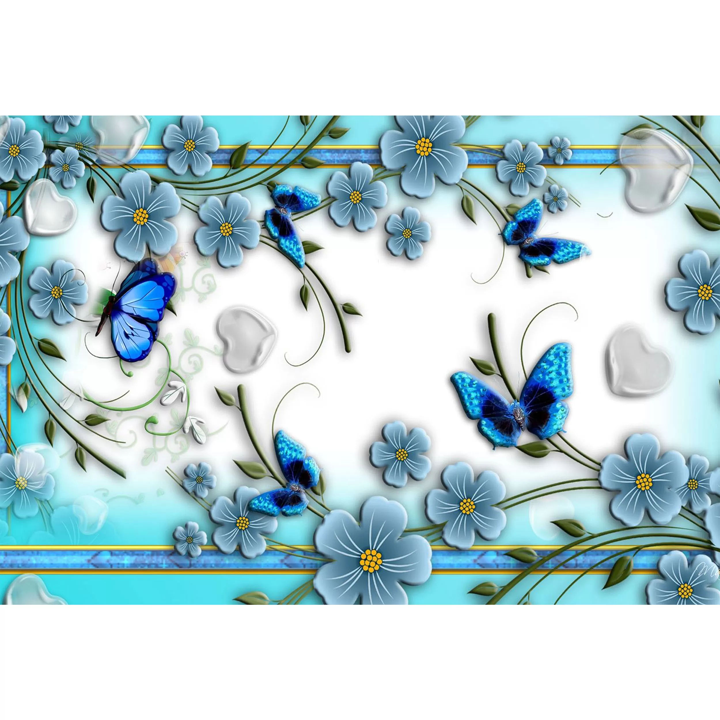 خرید و قیمت                                     تابلو شاسی طرح نقاشی گل و پروانه مدل T1221
