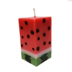 خرید و قیمت                                     شمع دست ساز مدل مکعبی طرح هندوانه یلدا